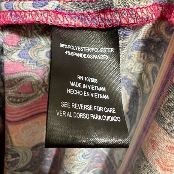 Nicole Miller Colorful Boho Paisley Print V-Neck 3/4 Length Bell Sleeve Dress - Picture 9 of 9